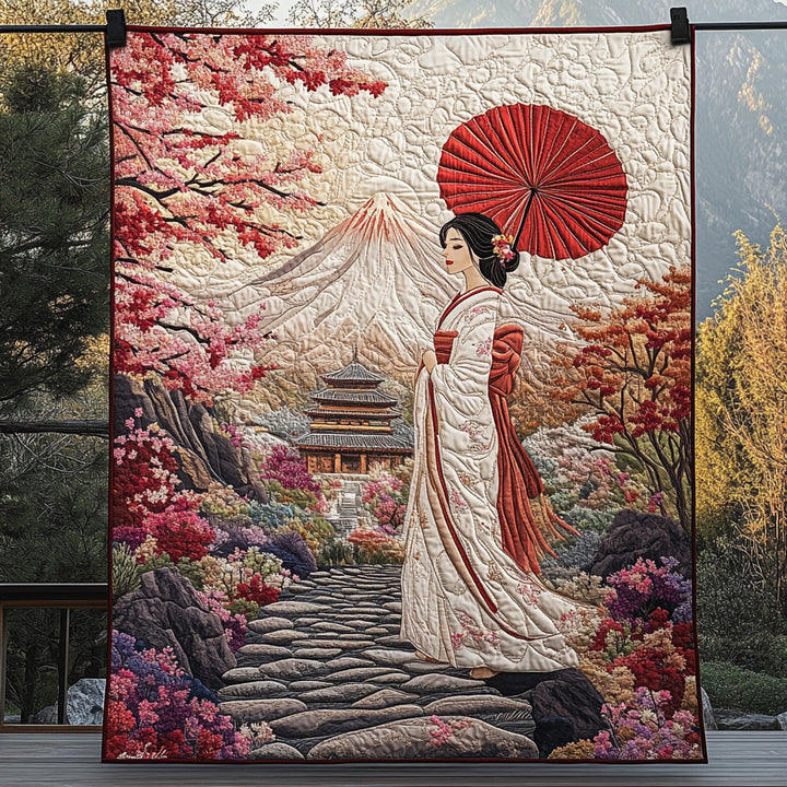 Japanese Geisha Quilted Blanket NCU0DV6606