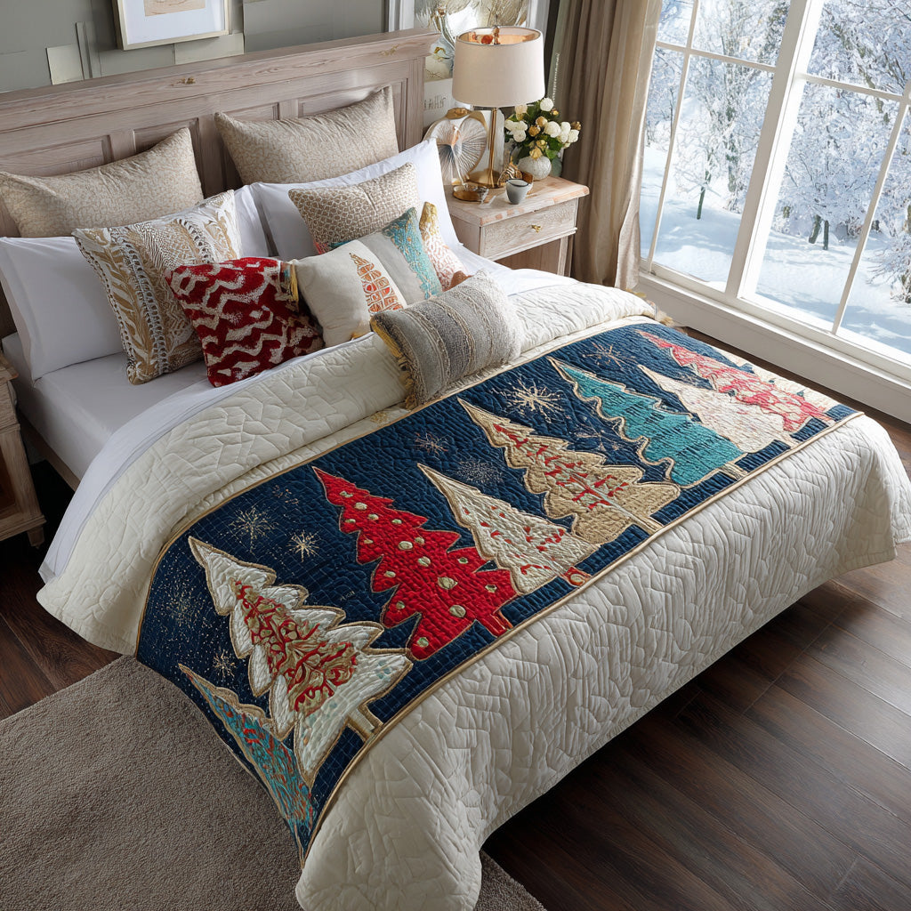 Couverture de Lit Matelassée en Arbre de Noël