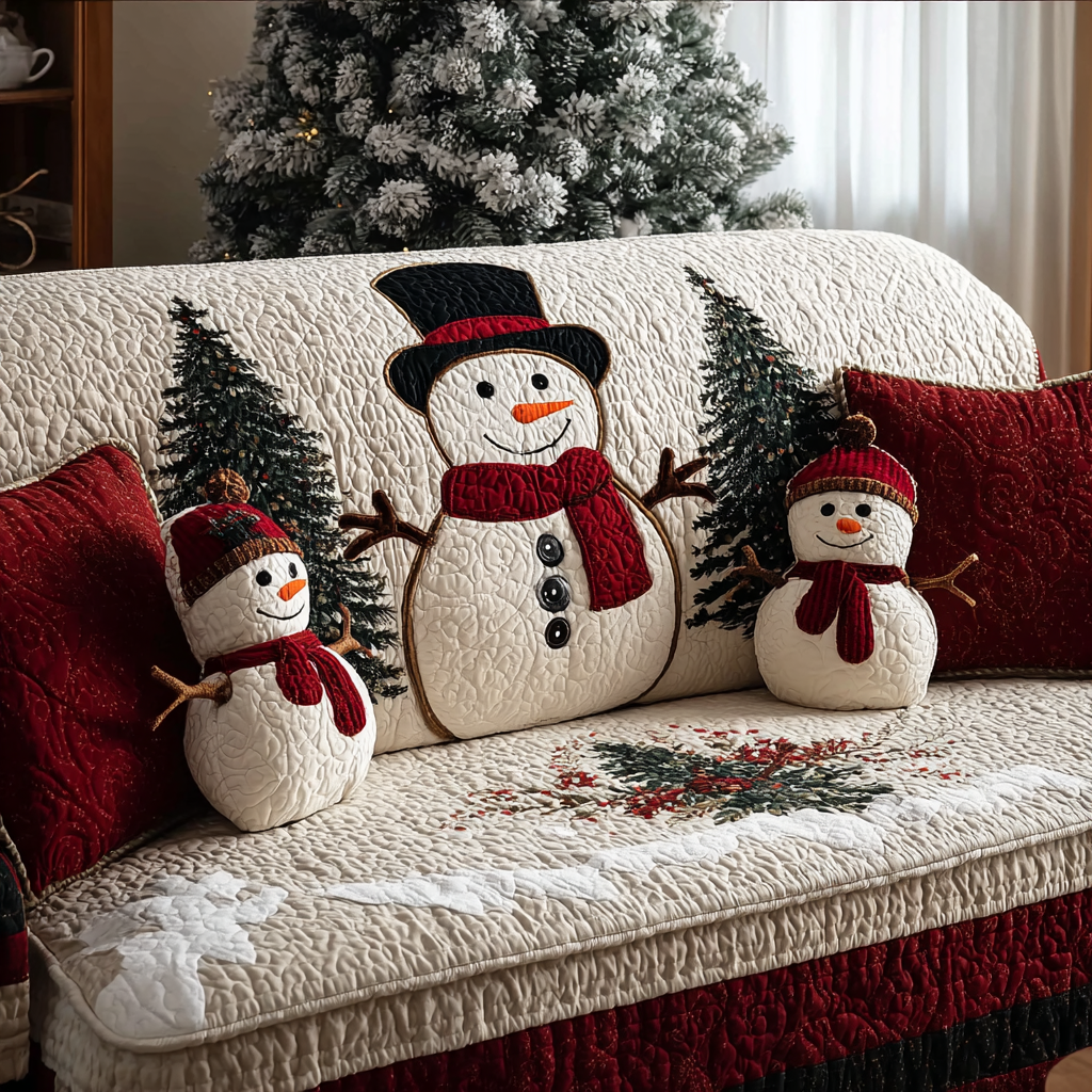 Housse de Canapé Matelassée Bonhomme de Neige
