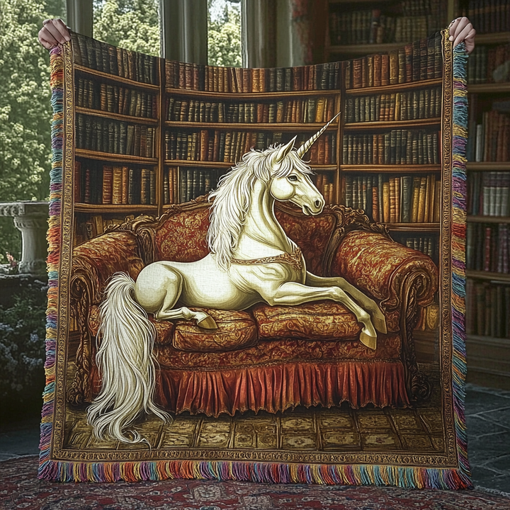 Couverture Tissée de Bibliothèque Licorne NCU0DV3835