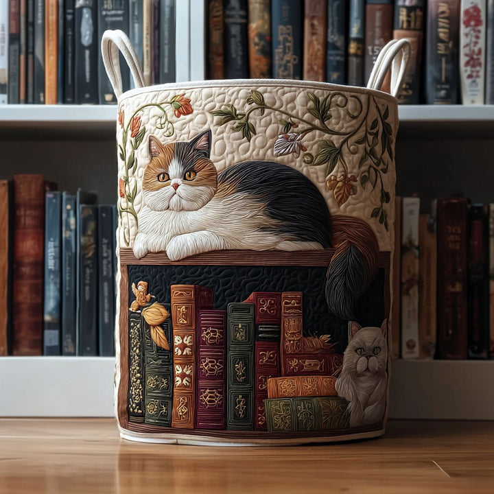 Panier à Linge Matelassé Chat de Bibliothèque NCU0PTT1381