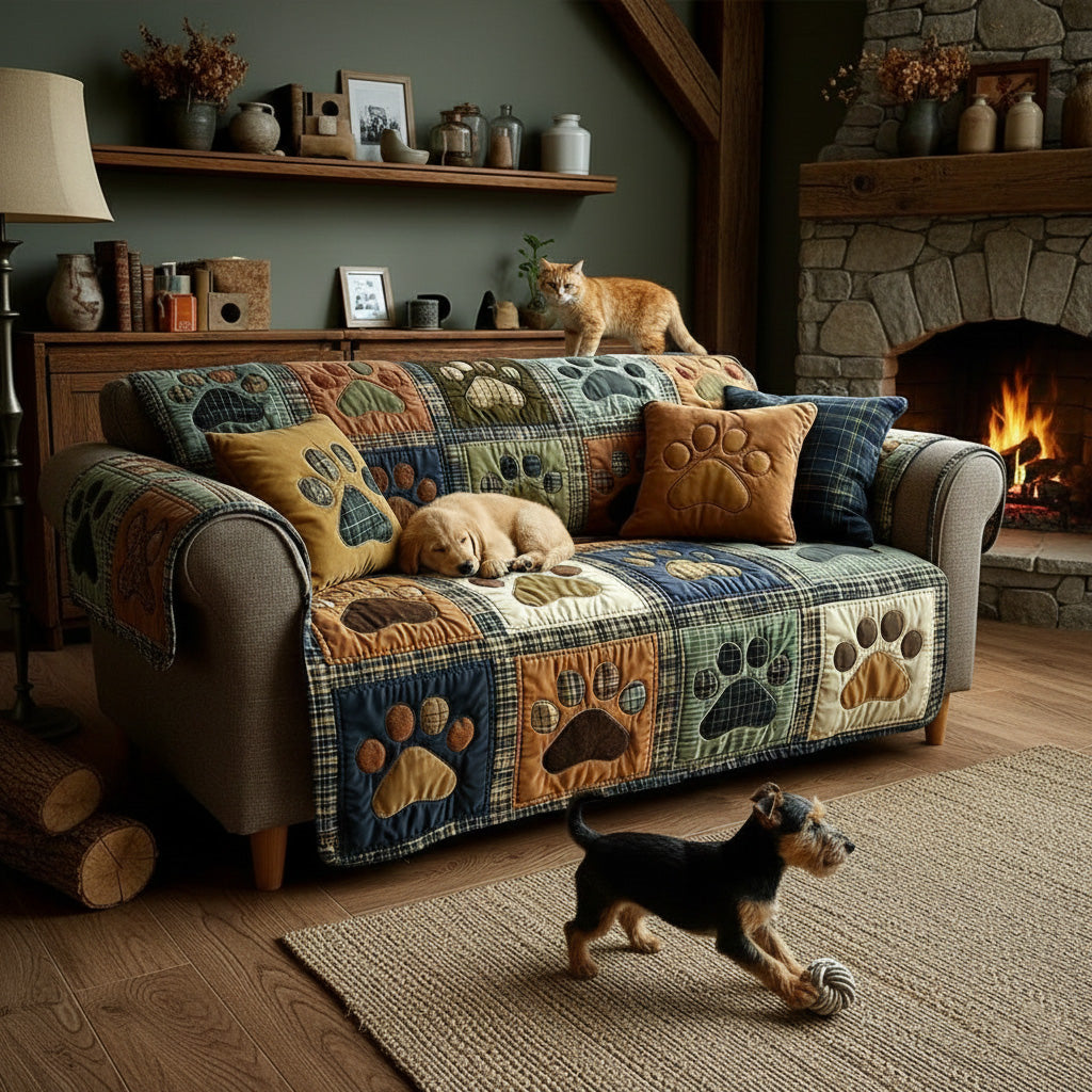 Housse de Canapé Matelassée Love Paw