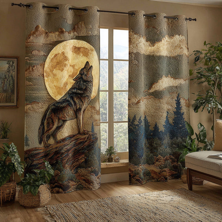 Rideaux Matelassés Loup Lunaire Majestueux NCU0HH1592