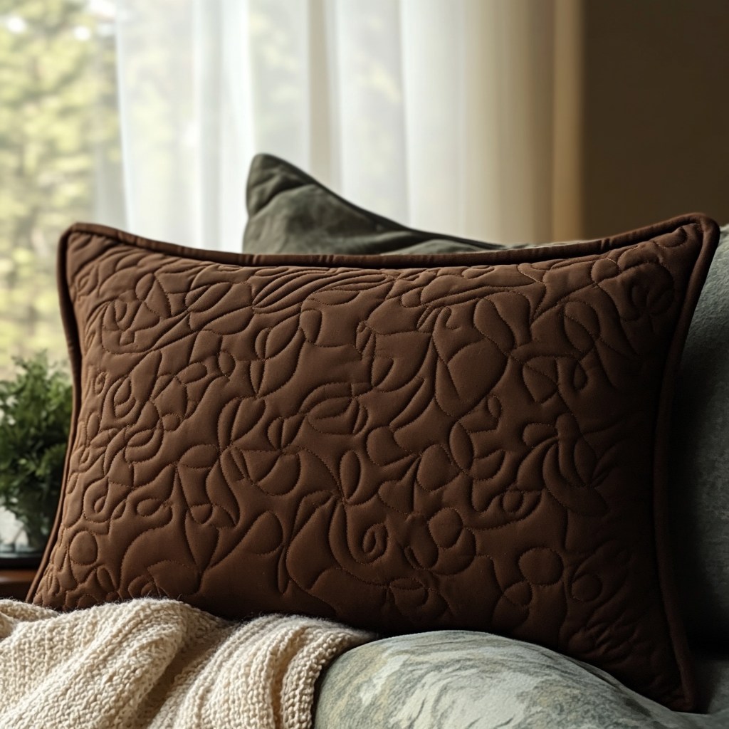 Housse de Coussin Matelassée Luxe Marron Terre NCU0DV4741