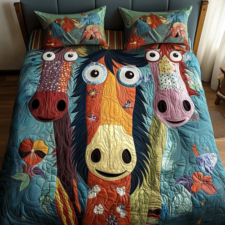 Ensemble de literie matelassée 3 pièces Cheval