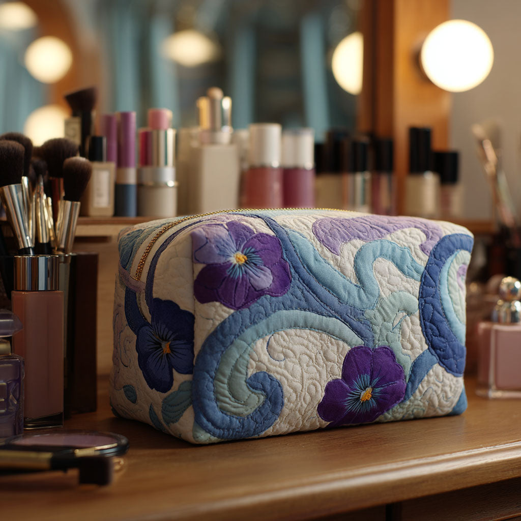 Trousse de Maquillage Matelassée Violet Minuit