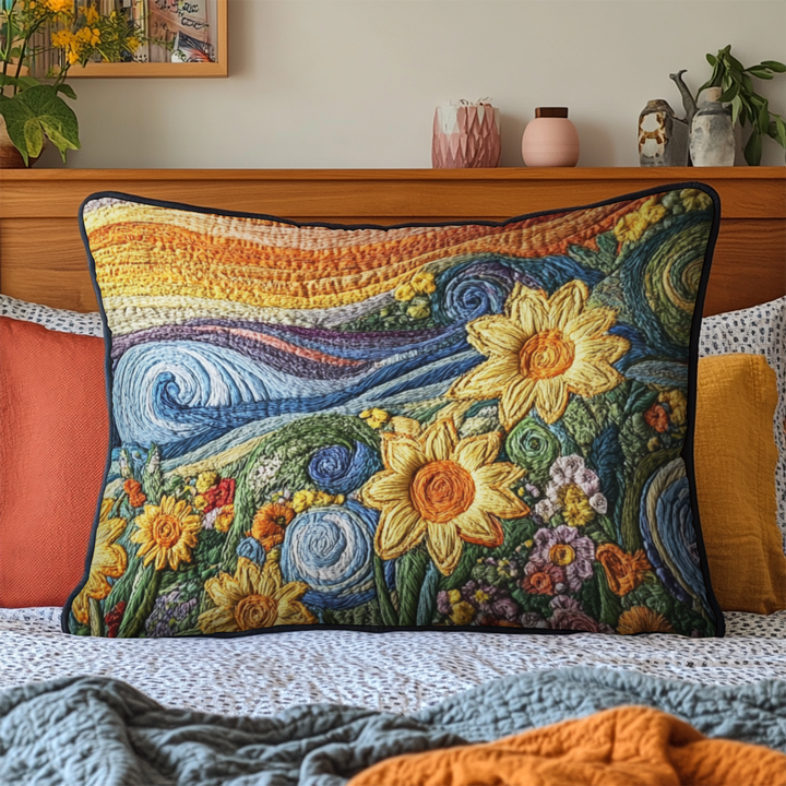 Housse de Coussin Matelassée Rêve de Tournesol NCU0VH4631