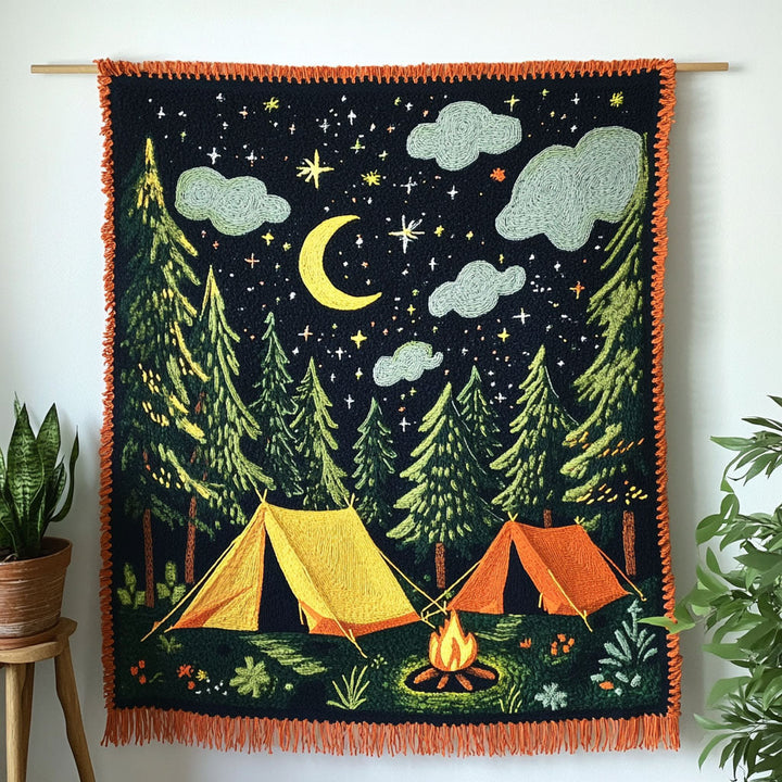 Couverture en Tissu de Camp Forêt au Clair de Lune NCU0NT4757