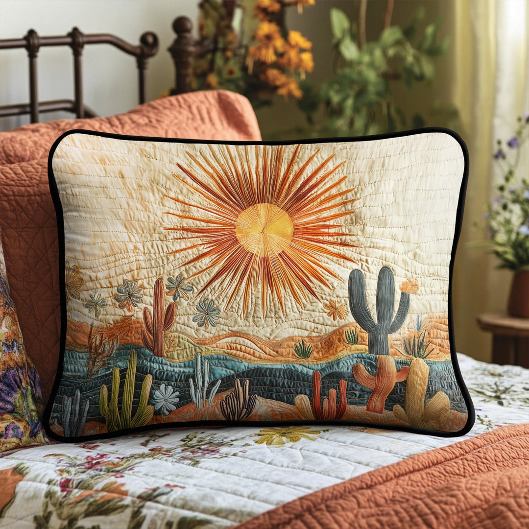 Housse de Coussin Matelassée Cactus au Lever du Soleil NCU0VH4120