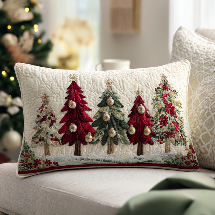 Housse de Coussin Matelassée Forêt de Noël NCU0DV7566