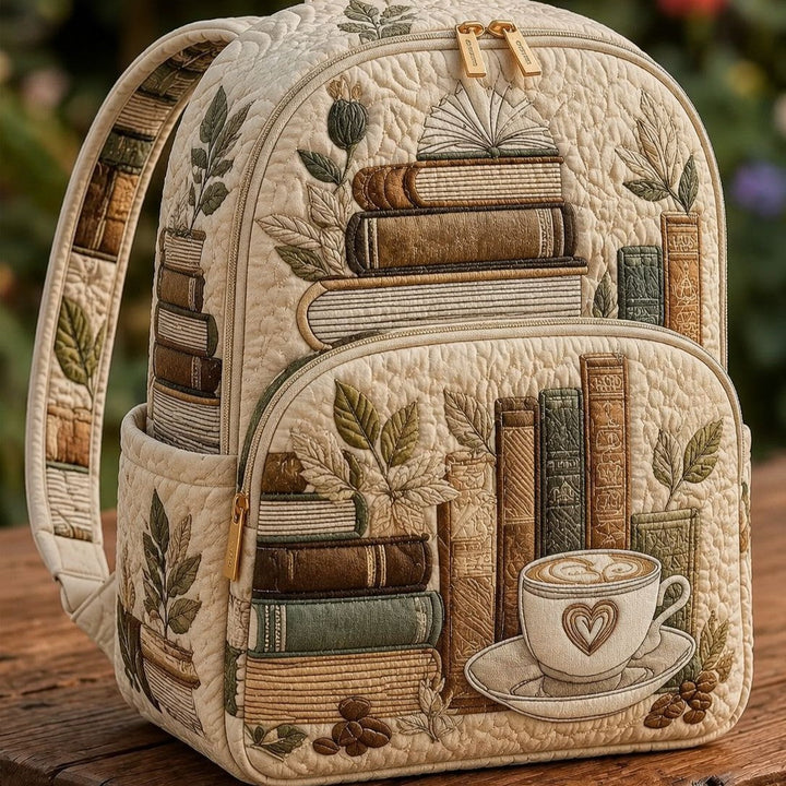 Sac à dos matelassé Livres & Café