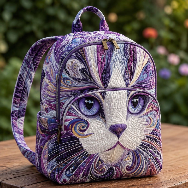 Sac à dos matelassé en chat artisanal violet