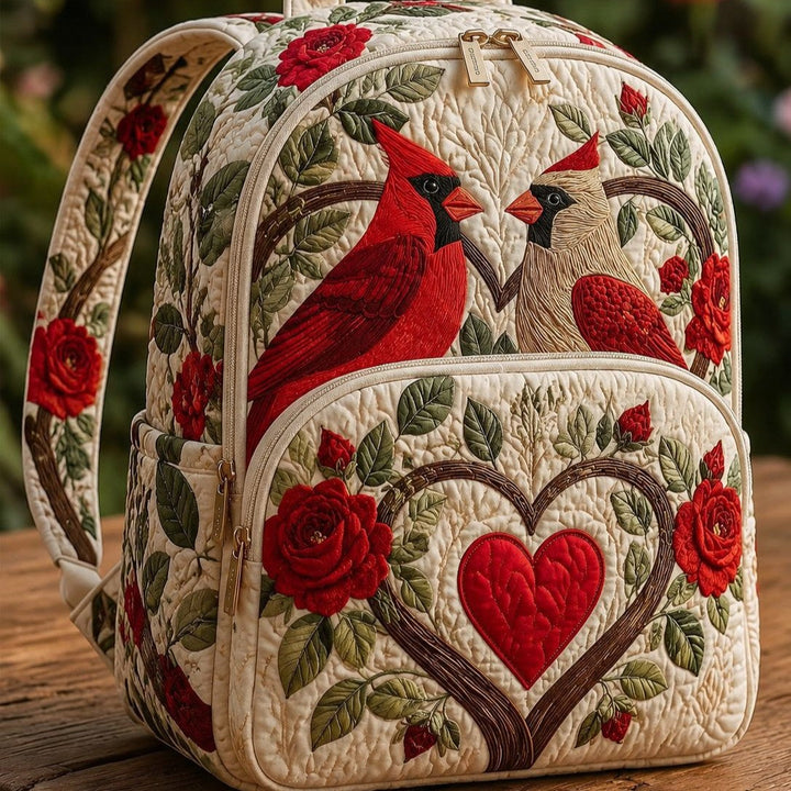 Sac à dos matelassé Oiseaux Rouges & Roses