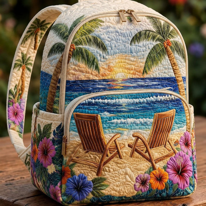 Sac à dos matelassé coucher de soleil à la plage