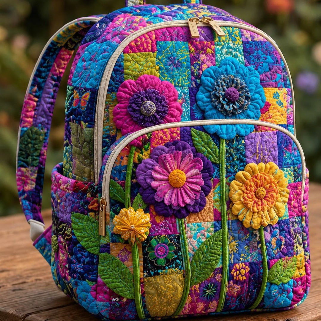Sac à dos matelassé Fleurs Colorées
