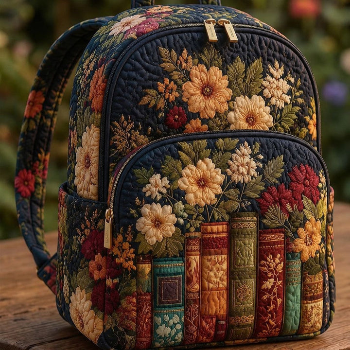 Sac à dos matelassé Antiquités et Fleurs Sombres