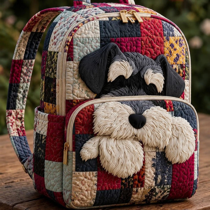 Sac à dos matelassé Schnauzer en patchwork