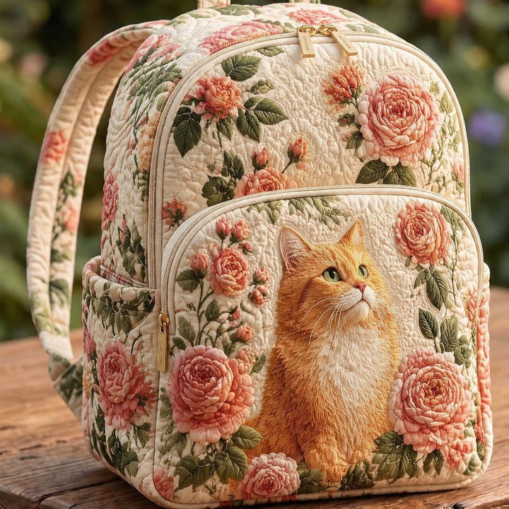 Sac à dos matelassé Chat Rouge & Roses