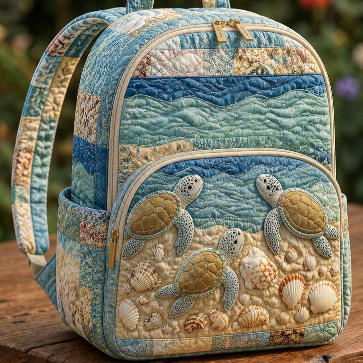 Sac à dos matelassé Tortues de mer & Coquillages