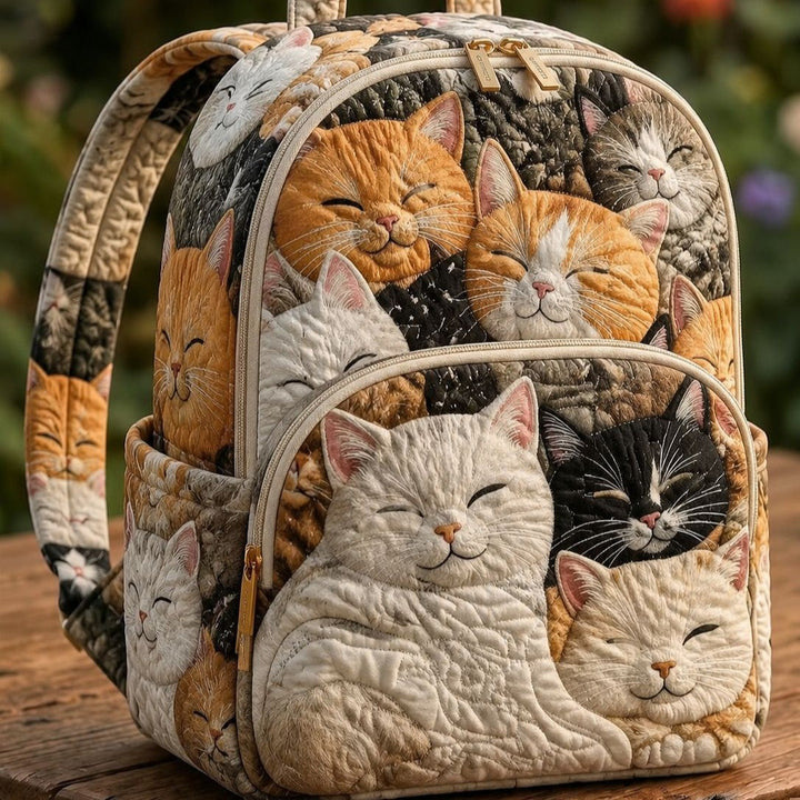 Sac à dos matelassé Famille de Chats Endormis