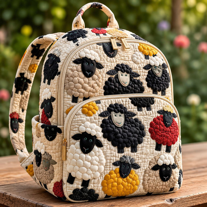 Sac à dos matelassé en patchwork de moutons