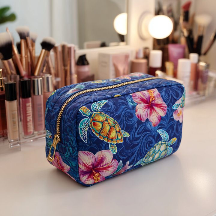 Trousse de Maquillage Matelassée Tortue de Mer