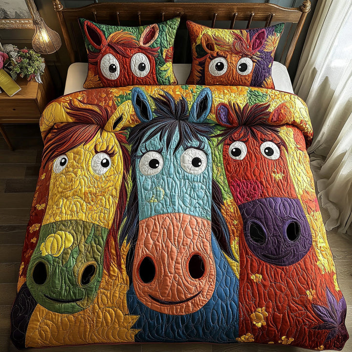 Ensemble de literie matelassée 3 pièces Cheval