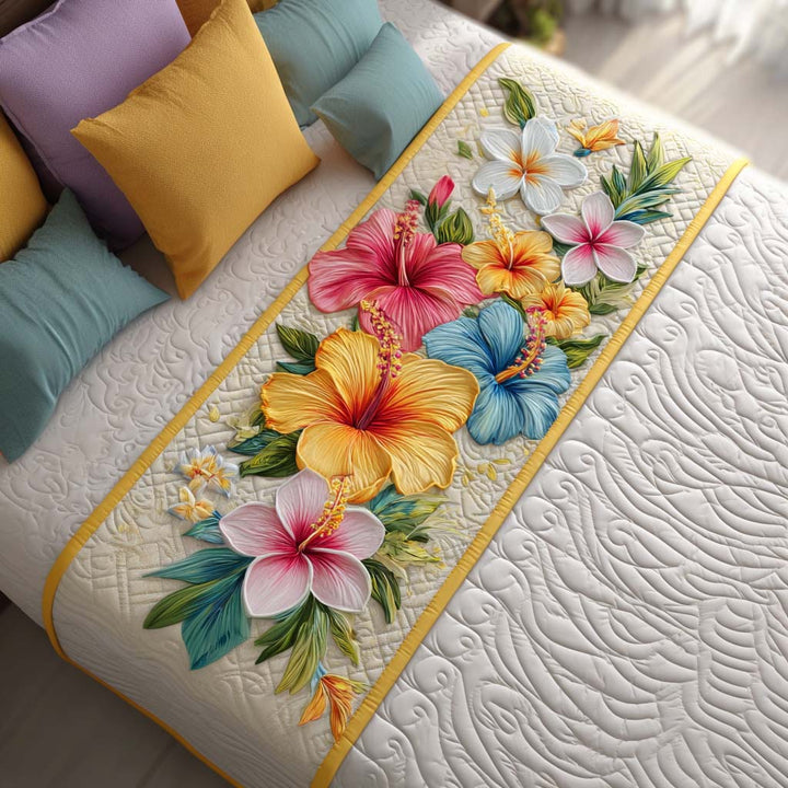 Couverture de Lit Matelassée Pastel Hibiscus
