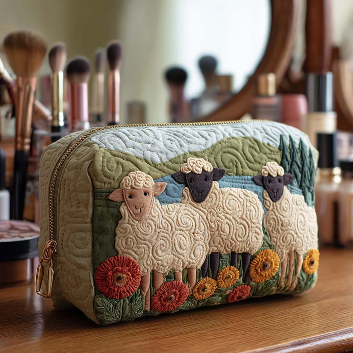 Trousse de Maquillage Matelassée en Mouton