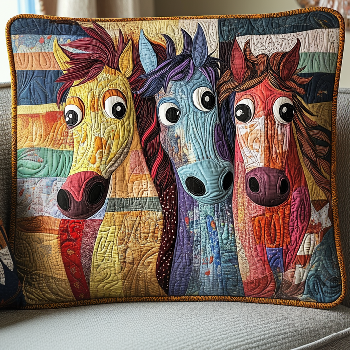 Housse de Coussin Matelassée Patchwork Cheval NCU0DV5478