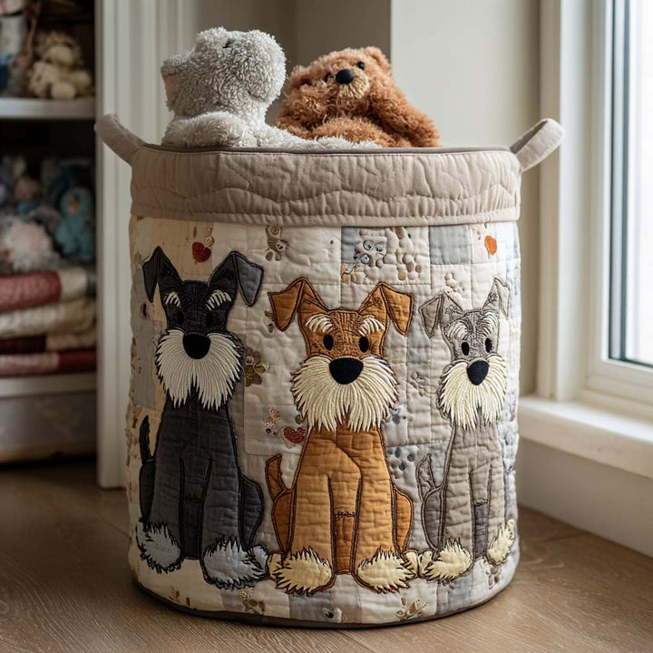 Panier à linge matelassé Schnauzer Patchwork NCU0NNT1692