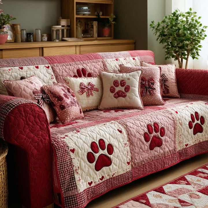 Housse de canapé matelassée Paw Love