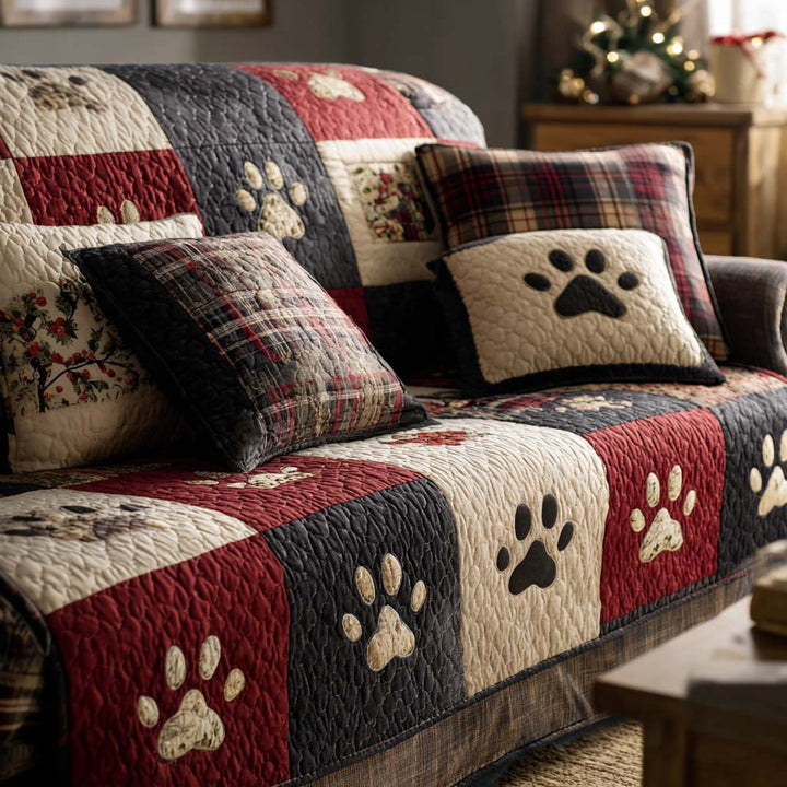Housse de canapé matelassée Pawfect Noël