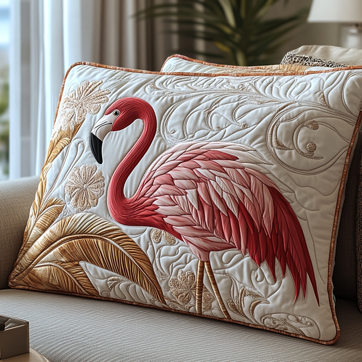Housse de Coussin Matelassée Flamant Rose NCU0DV6287