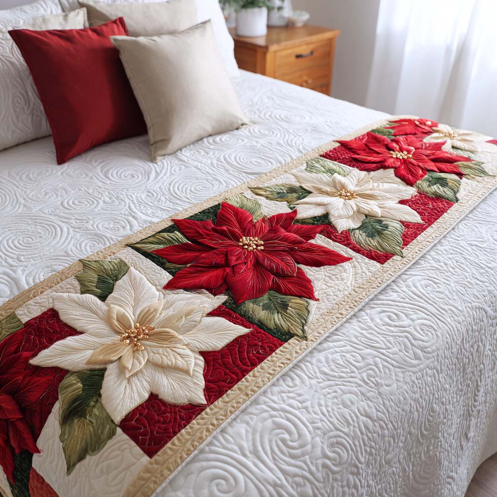 Couverture de lit matelassée Poinsettia Blooms