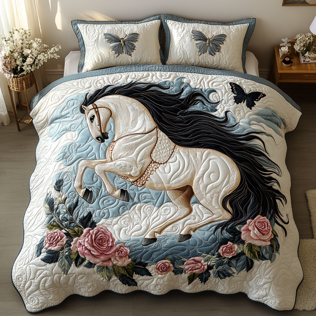 Ensemble de literie matelassée 3 pièces Cheval