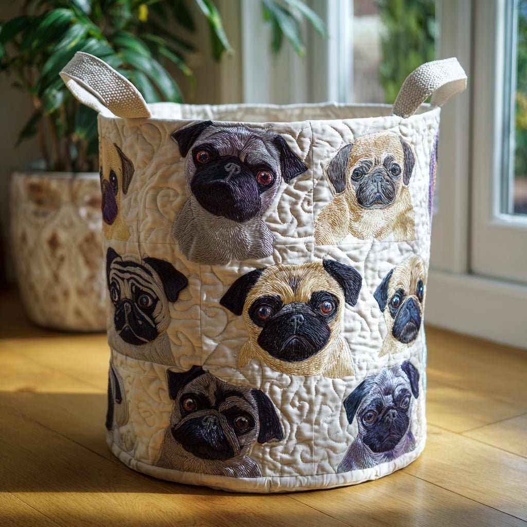 Panier à Linge Matelassé Pug Family NCU0DV1653