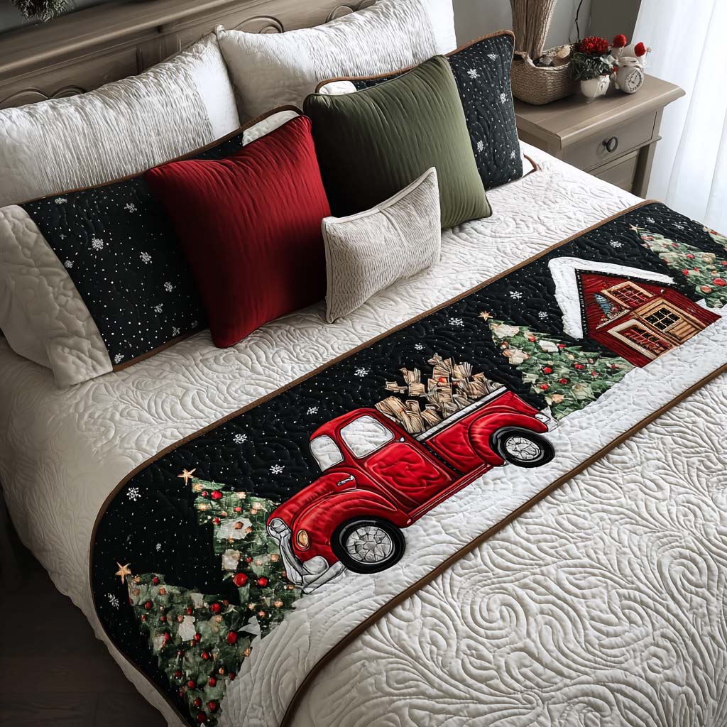 Couverture de Lit Matelassée Camion Rouge