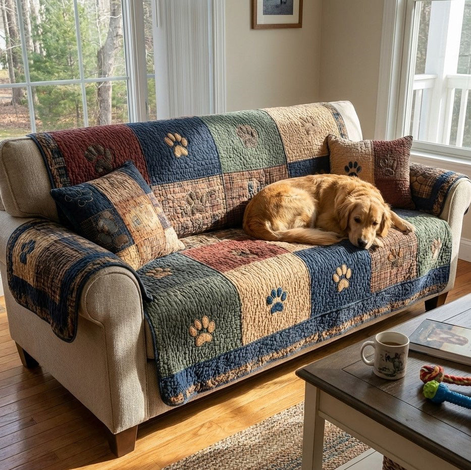 Housse de canapé matelassée Rustic Paw