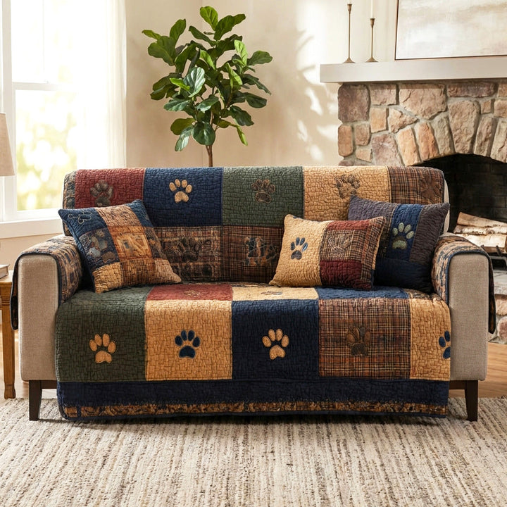 Housse de canapé matelassée Rustic Paw