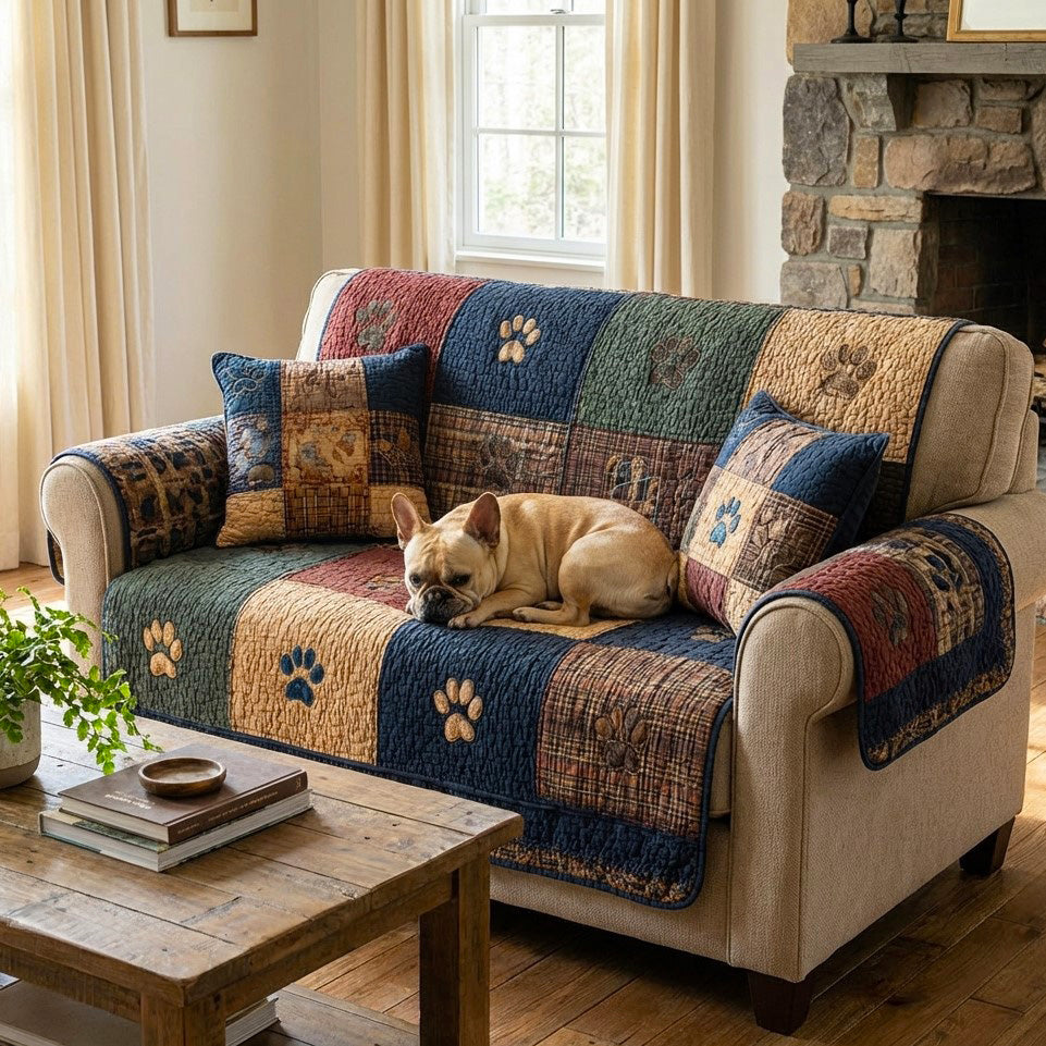 Housse de canapé matelassée Rustic Paw