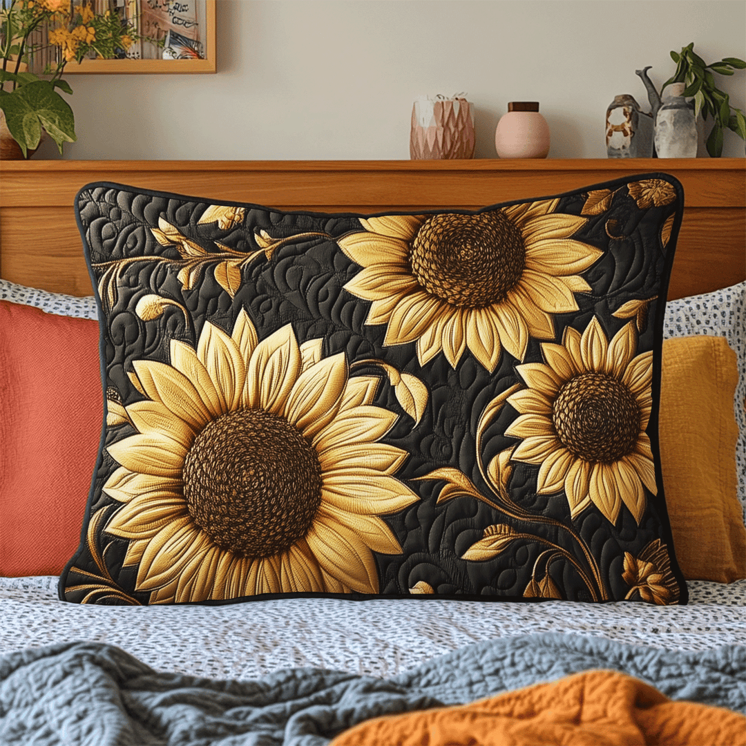 Housse de Coussin Matelassée Tournesol Rustique NCU0DV5476