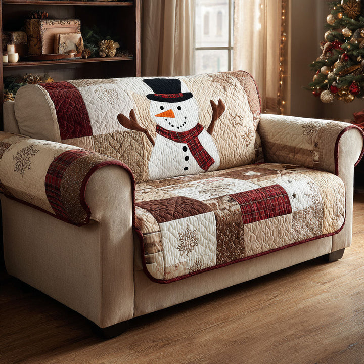Housse de canapé matelassée bonhomme de neige rustique