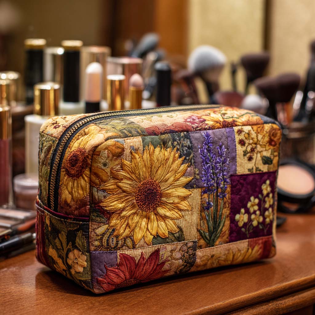 Trousse de Maquillage Matelassée Tournesol Rustique