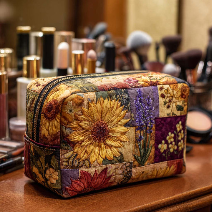 Trousse de Maquillage Matelassée Tournesol Rustique