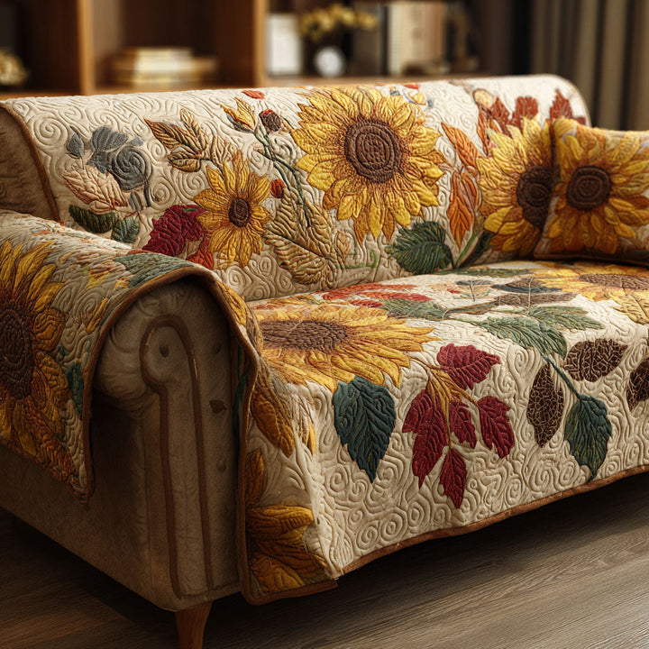 Housse de canapé matelassée en tournesols rustiques