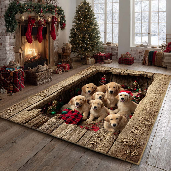 Christmas Golden Retriever Area Rug NCU0VT319