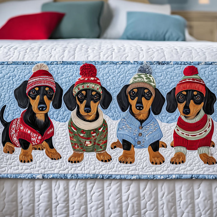 Couverture de Lit Matelassée Santa Dachshund