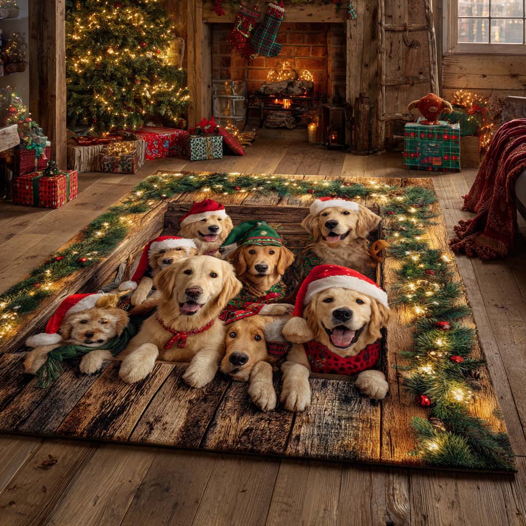 Christmas Golden Retriever Area Rug NCU0VT319