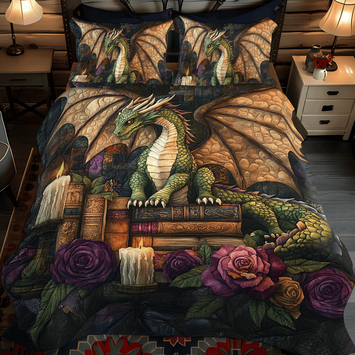 Ensemble de literie matelassé Dragon 3 pièces